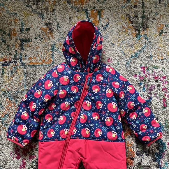 Roxy Elmo Winter Snowsuit One Piece Fleece Lined Infant Toddler Bunting Sz 18mos - Picture 5 of 14